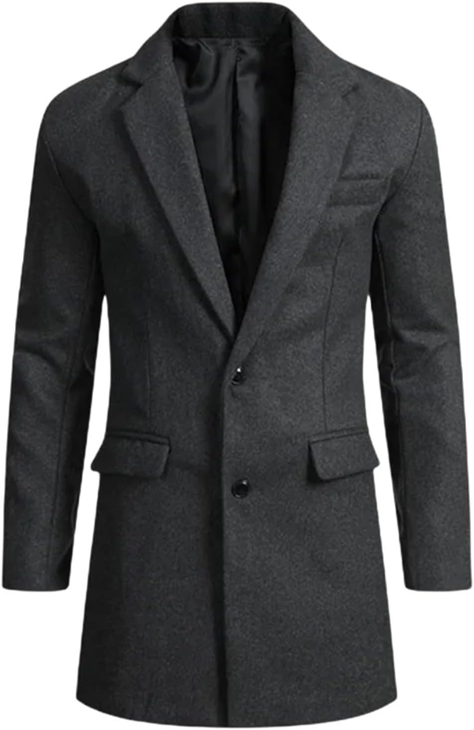 Men's Outerwears Casual Suit Lapel Coat Solid Jackets Mid-length Single-Breasted Suits