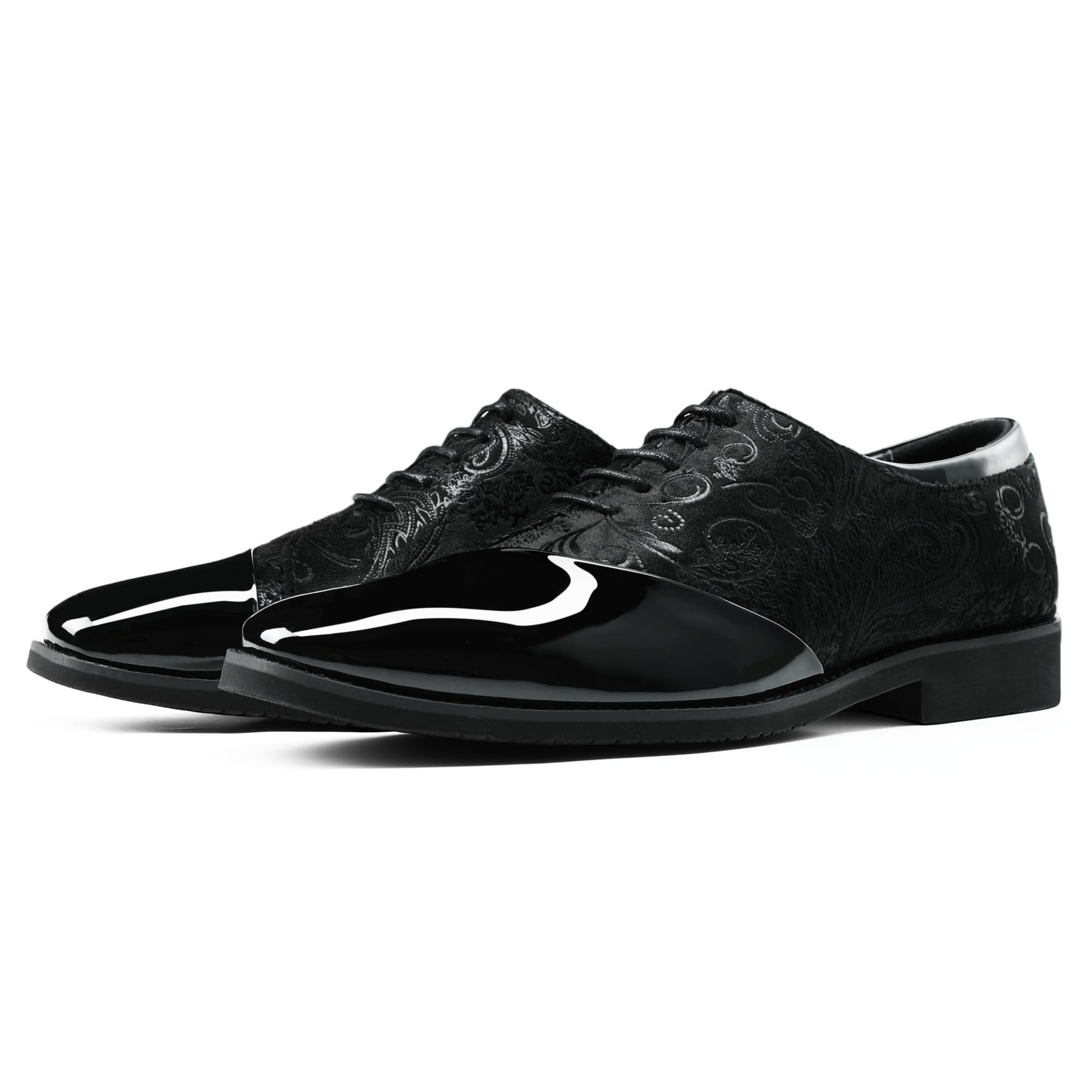 Allthemen Scarpe Uomo Pelle PU Lacci Derby Jacquard Smoking Oxford Bassi Stampati Formali Sposa