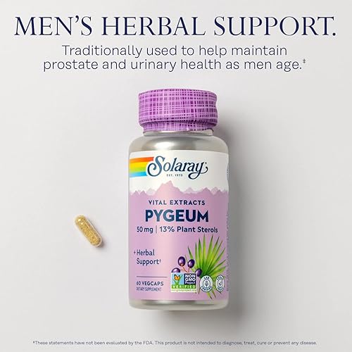 Miniatura 3 de SOLARAY Extracto de corteza de Pygeum de 50 mg – Suplemento de Pygeum para apoyo a la salud de la próstata – Garantizado para contener 6.5 mg de