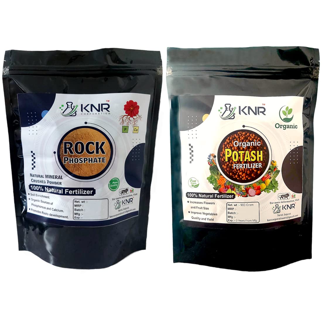 KNR Rock Phosphate & Organic Potash Fertilizer - Each 900 Gm | Orgaic Fertilizer For Plants Growth & vegetables - 900 gm Each Pack-image-11
