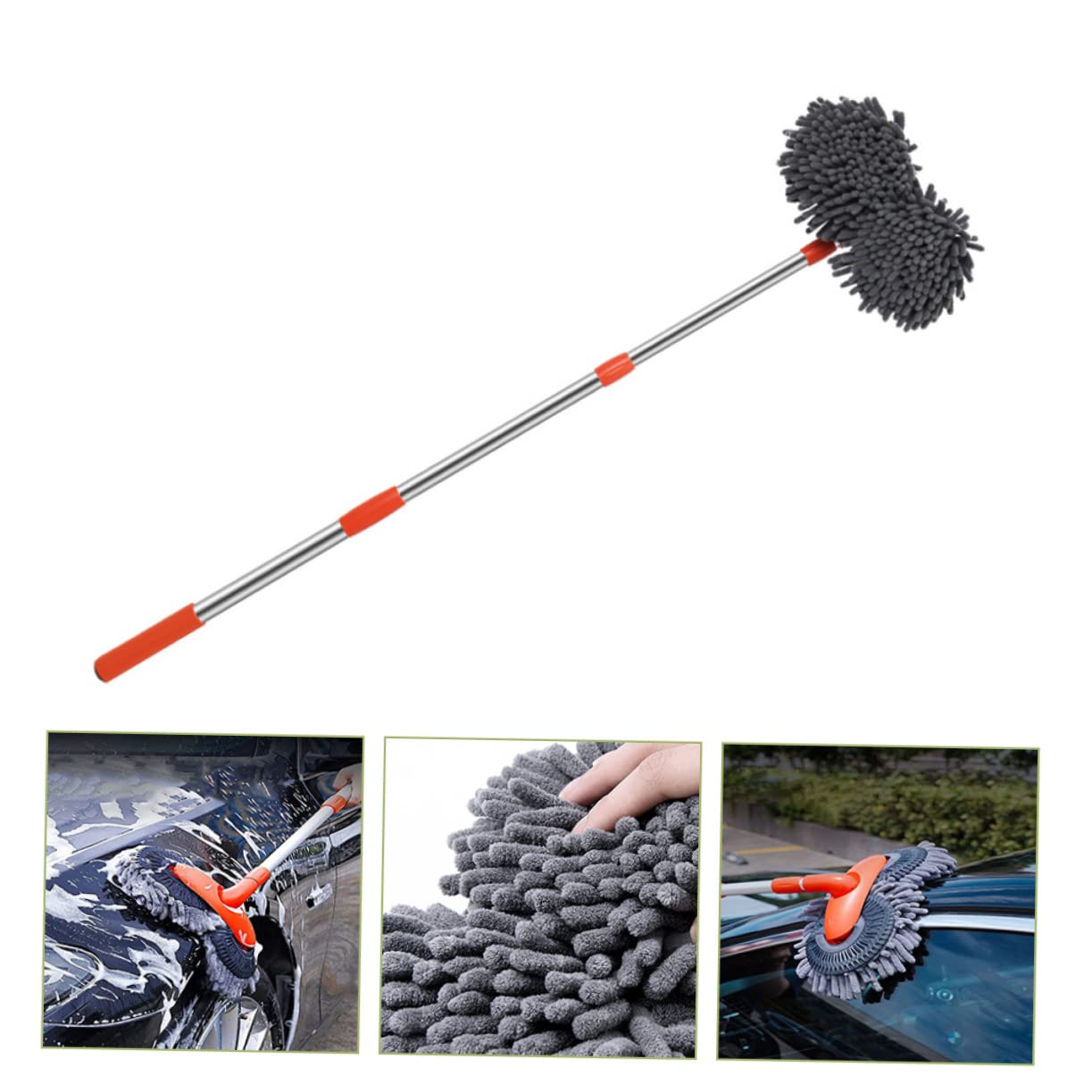 Beatifufu Car Wash Wand Long Handle Telescopic Cleaning Mop Soft Mop Mitt Aluminum Alloy Vehicle Cleaning Tool