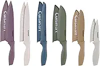 Cuisinart Advantage Conjunto de facas de cozinha de 12 peças, facas de aço inoxidável revestidas antiaderentes de qualidade profissional com tampas, revestimento colorido antiaderente para fatiar