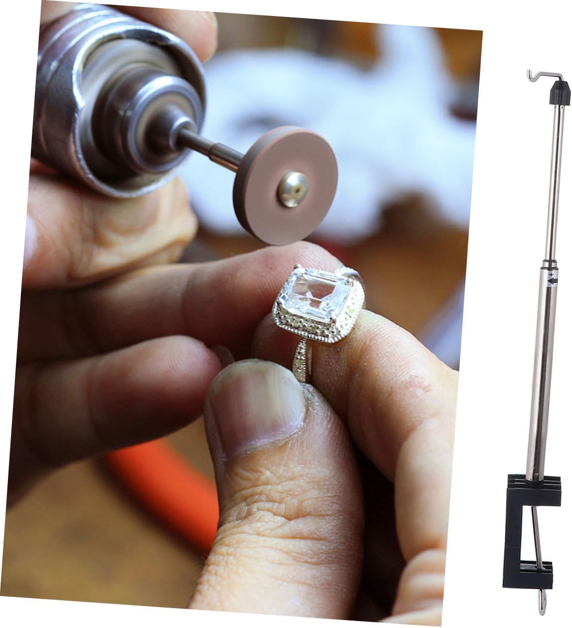 Desktop Retractable Electric Grinder Stand Rack, Telescopic 3-section Tabletop Support Bracket for Power Tool Workbench