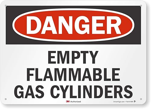 Cartel "Danger - Cilindros de gas inflamables vacíos" de SmartSign  10 x 14 pulgadas aluminio reflectante 3M