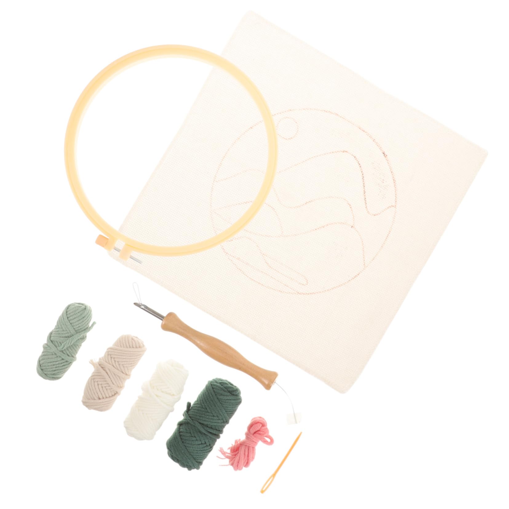 OSALADI 1 Set Punch Needle Craft Making Kit DIY Materials with Frame Yarn and Pen for Easy Embroidery Projects for Beginners and Craft Enthusiasts