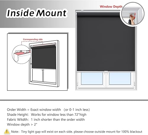 Miniatura 5 de AOSKY Persianas enrollables opacas para ventanas, sin cordones, para oscurecer la habitación, con aislamiento térmico, fácil de instalar, para el