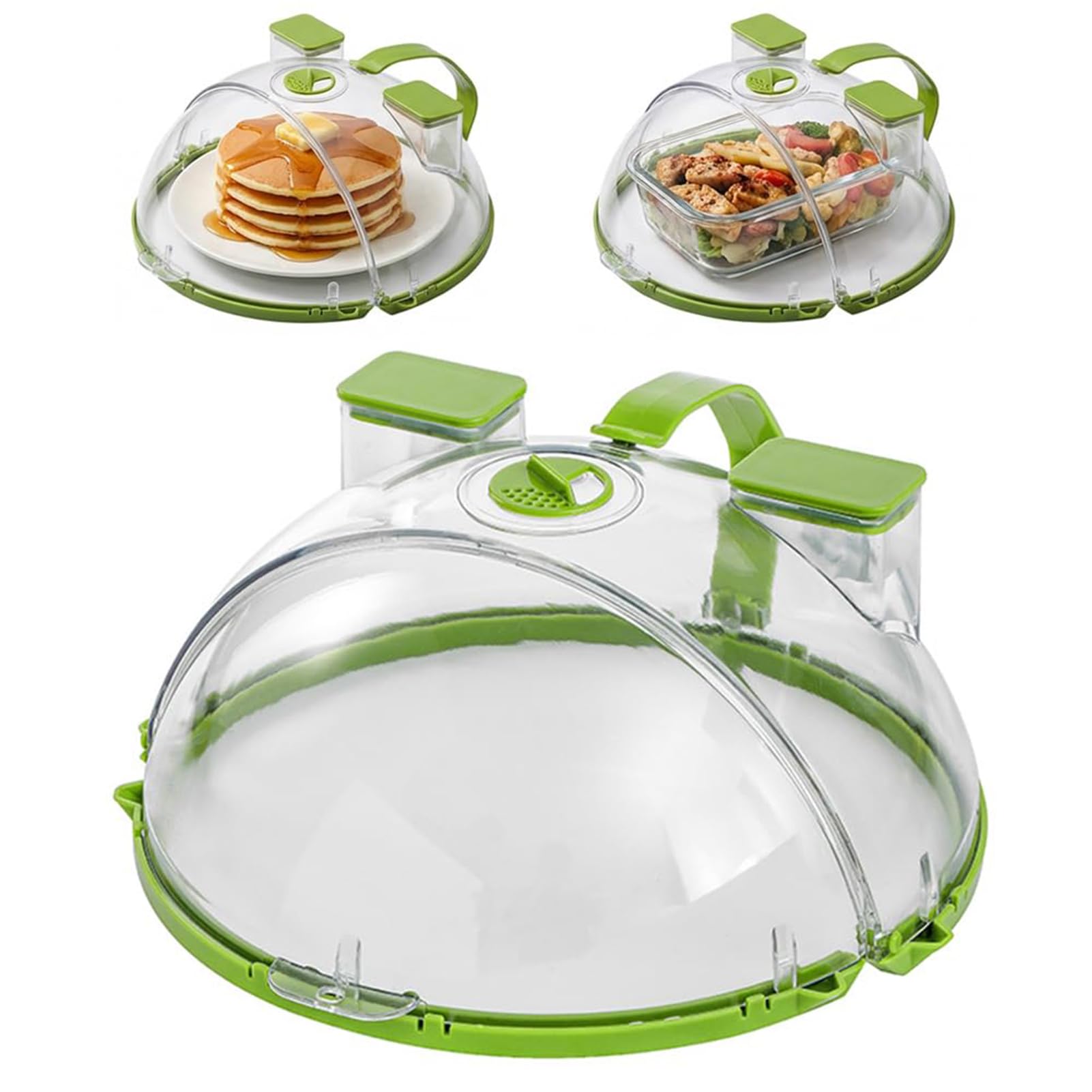 Microwave Splatter Cover with Water Steamer - 27cm Microwave Food Cover Splatter Guard Clear Dish Plate Lid with Handle, Splash Guard MicrowaveLid Covers for Food Meal Prep