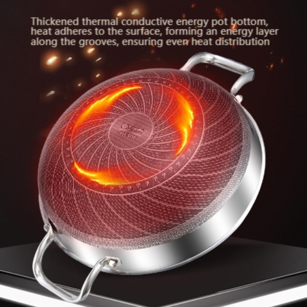 Wok Nieprzylepny 32cm Stal Nierdzewna Indukcja(14.2inch without Lid)