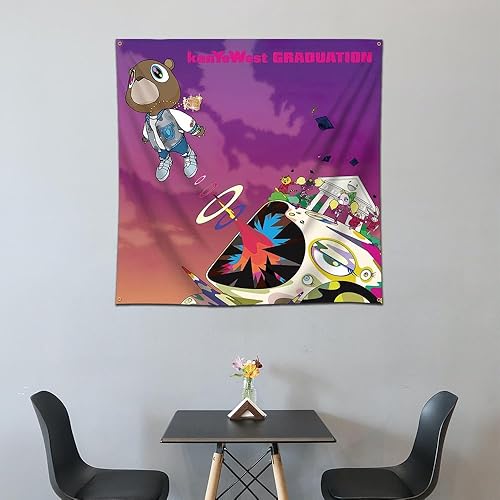 Miniatura 3 de ENMOON Kanye - Tapiz de bandera de graduación para álbum de graduación, 36 x 36 pulgadas, color vivo, duradero, fresco, tapiz para dormitorio,