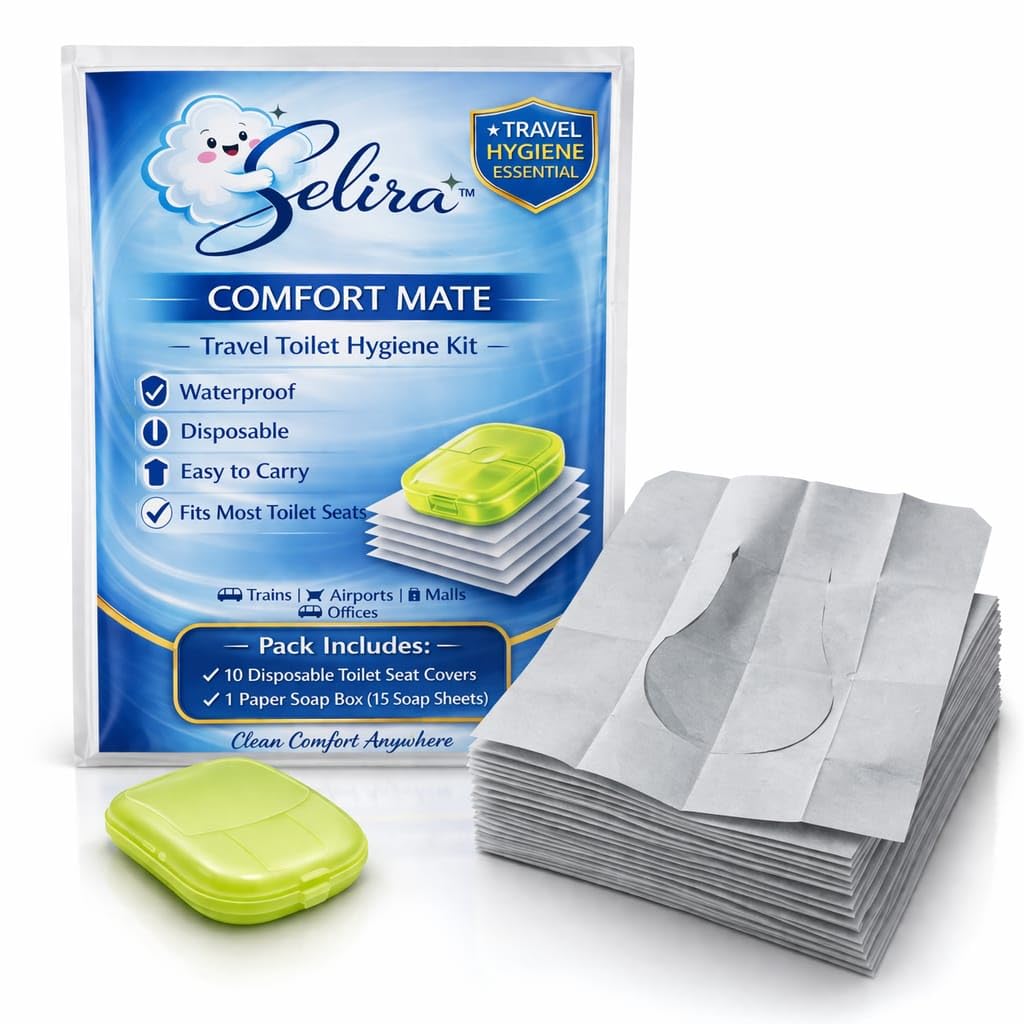 Disposable Toilet Seat Covers (10 pcs) with Paper Soap Box Sheets (15 pcs) | 2-in-1 Travel Hygiene Kit | No Direct Contact Waterproof | Portable for Public Toilets, Travel, Office-image-44