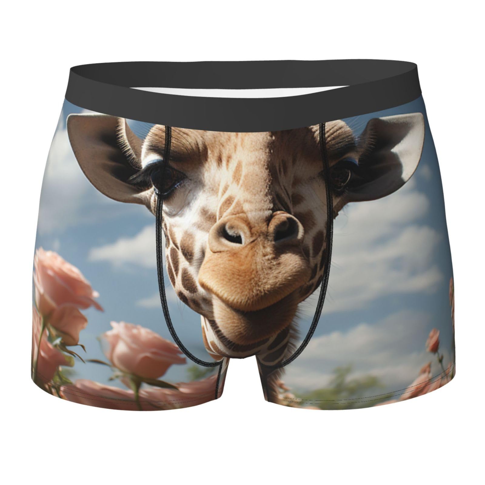 HCLYvexiria Men's Boxer Briefs Breathable Underwear Boxer Brief for Men Beautiful giraffe Boxers Comfort Soft Trunk, Black, XL