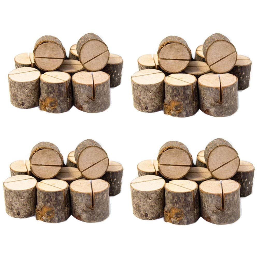 Soporte de madera de estilo rústico para tarjetas con el número de mesa, ubicación, nombre o recordatorio, para fiesta y boda