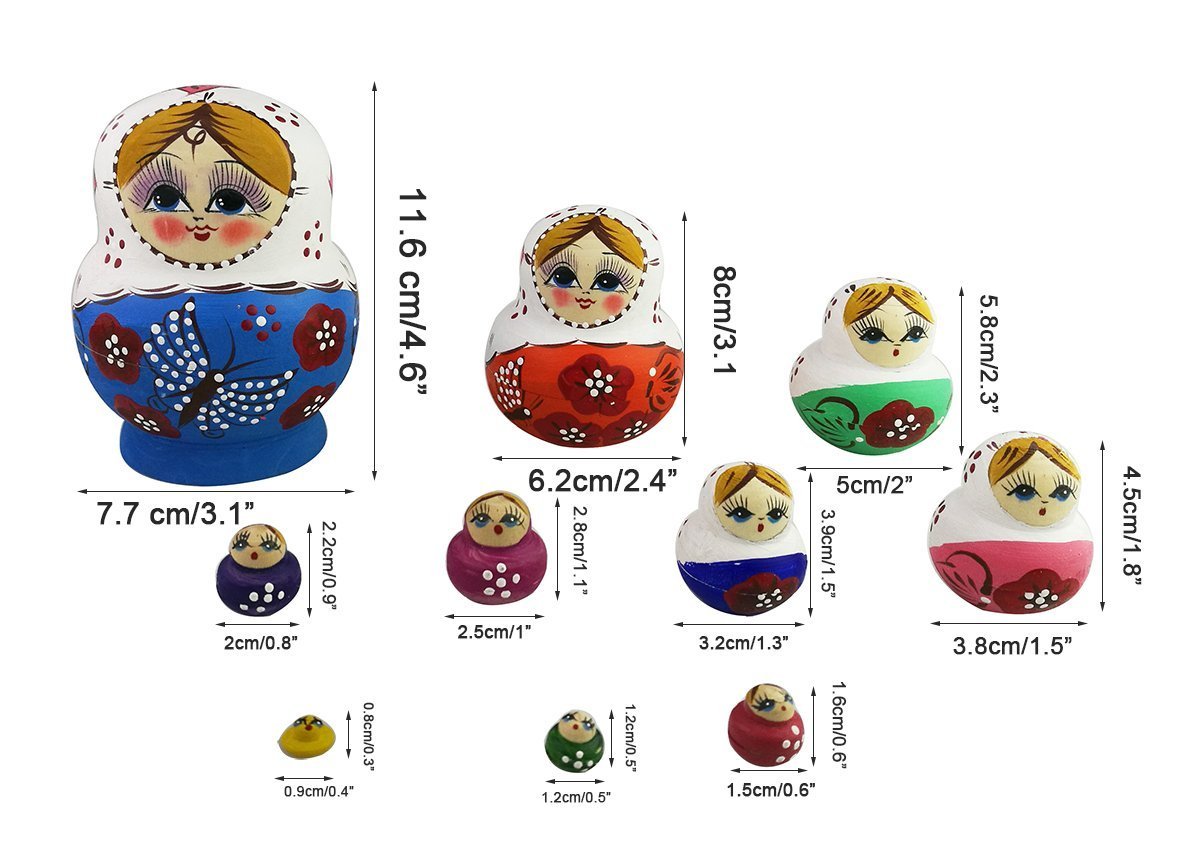 Winterworm Squirrel Family Nesting Dolls - Set Of 6 Wooden Russian Matryoshka Stacking Toys With Acorn & Mushroom Designs