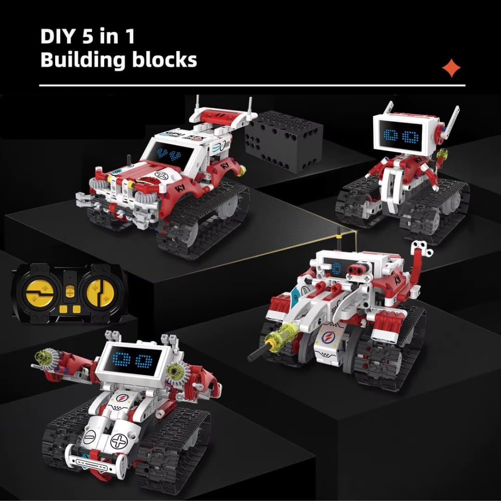 Robot Programable Stem 5 en 1 para Niños | Kit de Robótica Educativa con Control Remoto, Luces LED y App | Juego de Construcción para Aprender Ingeniería