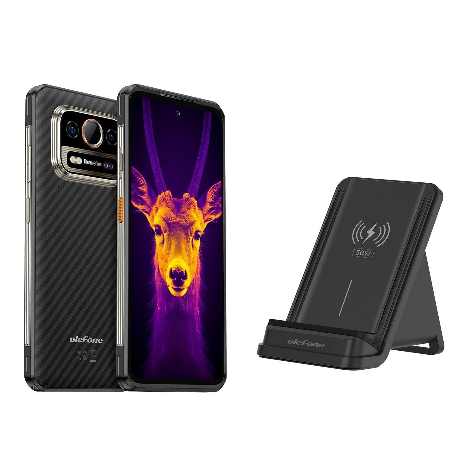 Ulefone Armor 25T Pro & Wireless Charger 5G Rugged Phone, Thermal Imaging 64MP+50MP Camera, 12GB+256GB MTK Dimensity 6300, 6500mAh(33W), 30W Wireless Charging, 6.78" FHD+ 120Hz Corning Gorilla Screen