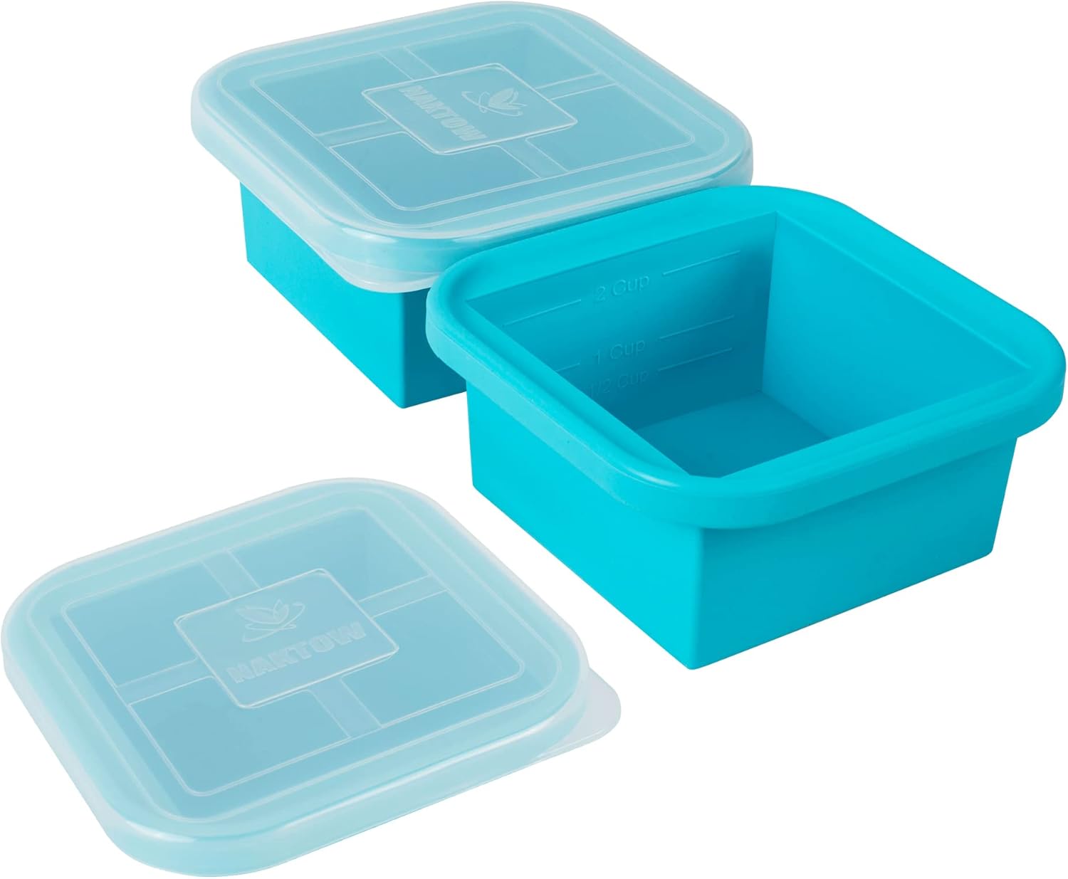 NAKTOW Silicone Freezing Tray with Lid 2Cup 2 Pack