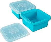Vista 1 de Bandeja de silicona para congelar con tapa, 2 tazas, paquete de 2 recipientes para congelador, para congelar perfectamente, almacenar sopas