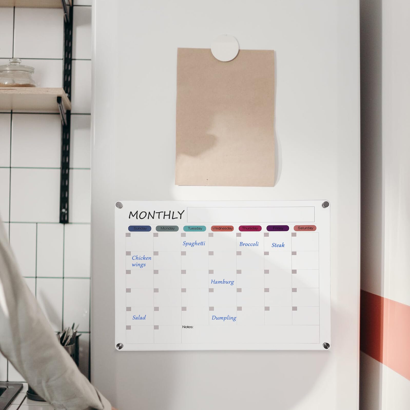 Gatuida Lavagna Calendario Mensile Acrilico Trasparente Magnetica Planner Secco Riutilizzabile per Frigorifero Scrivibile e Cancellabile per Cucina e Ufficio