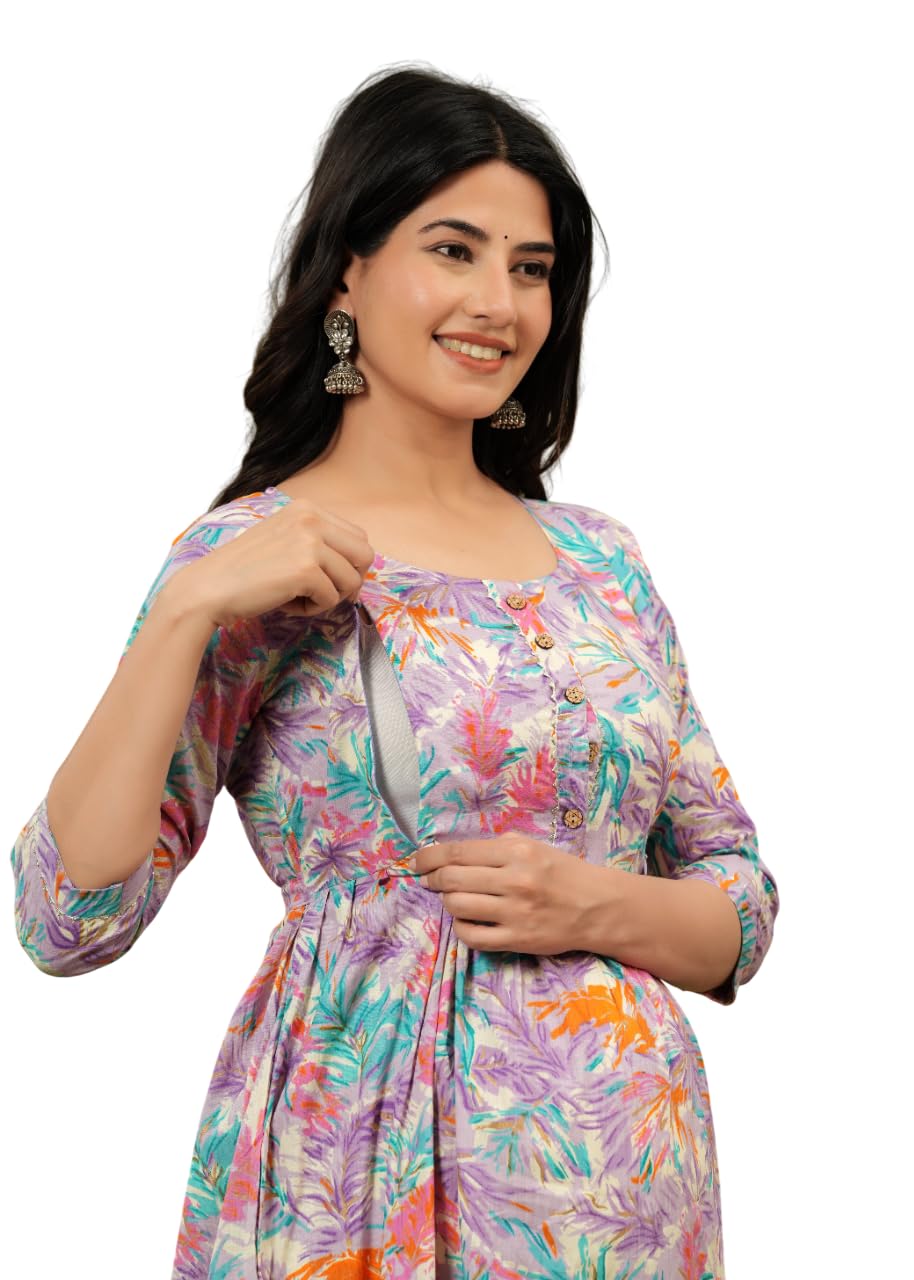 Maternity Feeding Kurtis for Women | Zip Access Nursing Dress | Comfortable Pregnancy Wear | Stylish Feeding Kurti-image-43