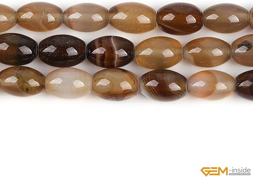 Vista 5 de GEM-Inside - Cuentas ovaladas de ágata de ónix de Botsuana marrón natural, de 0.315 x 0.472 in, para hacer joyas, suministros de manualidades hechos