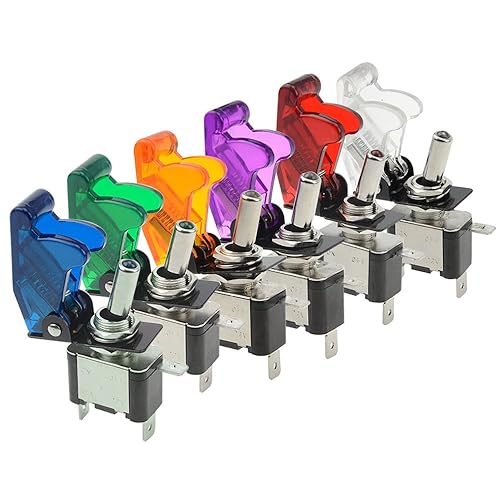 Miniatura 5 de WMYCONGCONG Interruptor de palanca de diodo emisor de luz de 12 V 20 A, control SPST para coche, azul, rojo, verde, blanco, amarillo, morado, 6