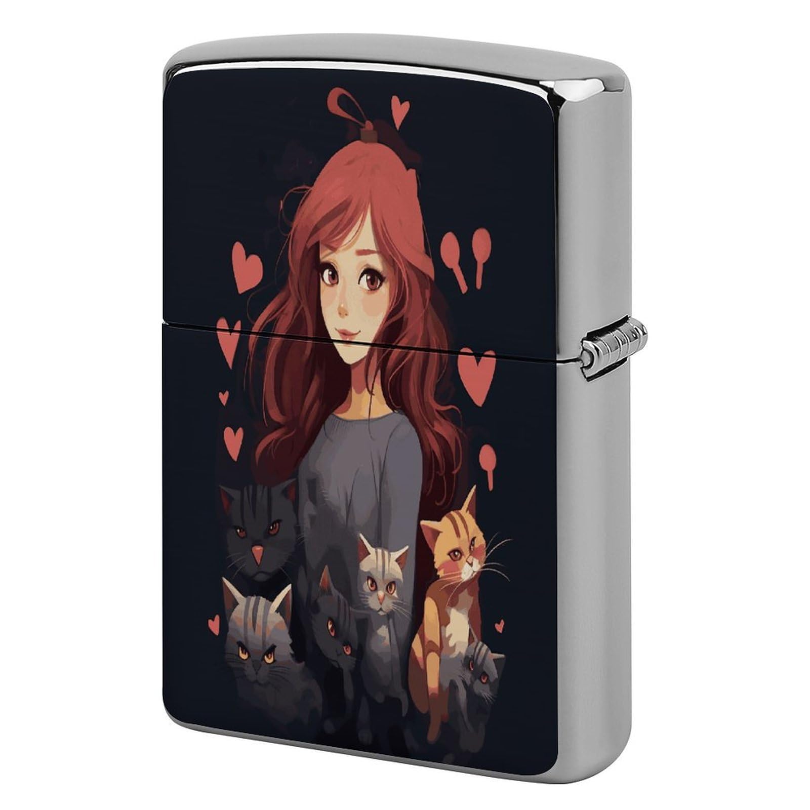 Btcowzrv Style Cat Lover Graphic Metal Lighter Case Sleeve Cover Holder
