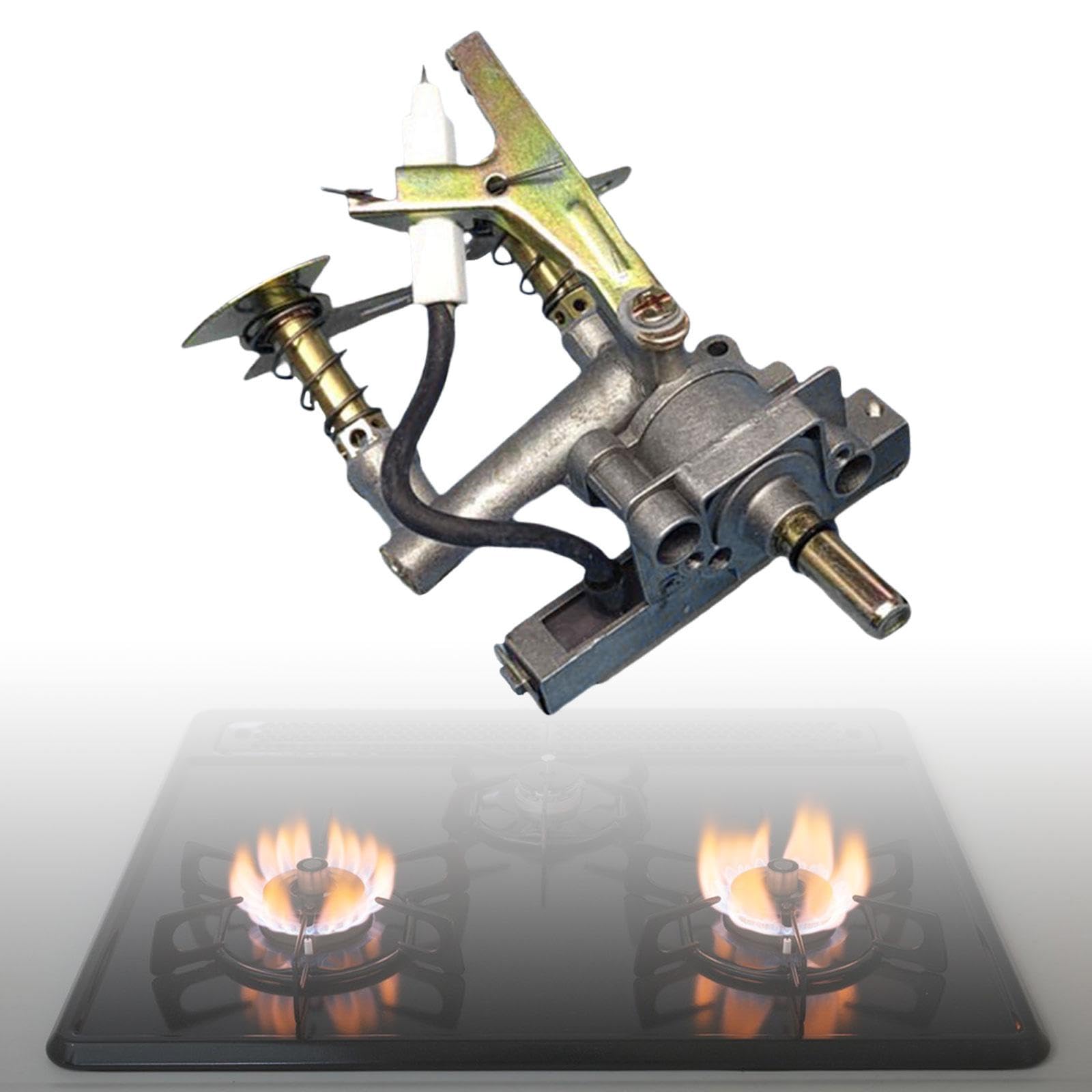 Grill Gas Valve Grill Valve with Automatic Flame, Sprayer, Double Tube, Metal Regulator Gas Outlet Thrower for Fireplace Gift, 0.45cm to 0.88cm