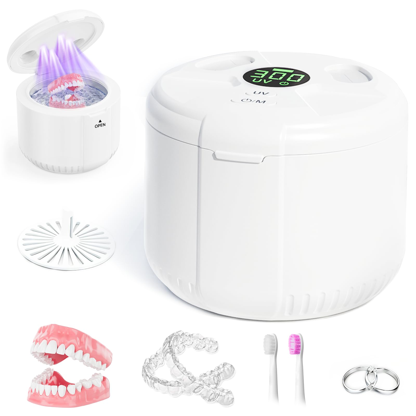 Photo 1 of Ultrasonic Retainer Cleaner Machine, 45kHz Dental Cleaning Pod with Digital Timer for Dentures, Mouth Guards, Night Guards, Aligners, Toothbrush, Jewelry, Dental Appliances, 200ML Capacity