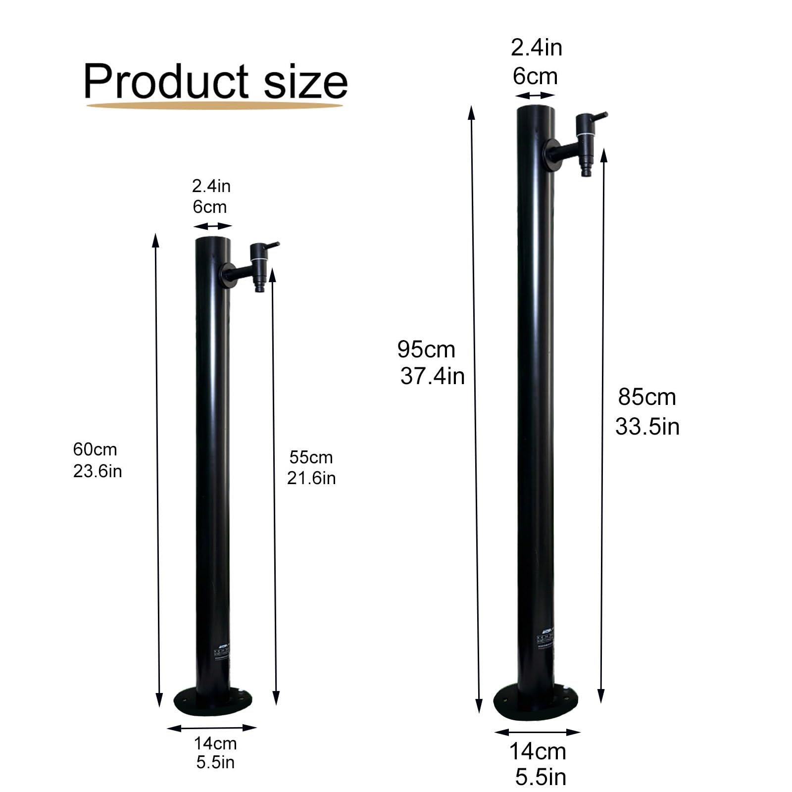 Outdoor Water Column Garden Water Tap,Stainless Steel Garden Hose Stand with Faucet,Floor Mounted Tap,Frost Free Outdoor Faucet for Irrigation(60cm/23.6in)