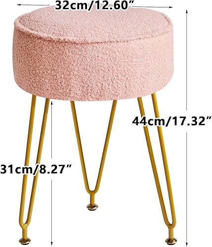 Miniatura 3 de IBUYKE Taburete de terciopelo con respaldo redondo para reposapiés, otomano, mesa auxiliar para tocador de maquillaje, silla de tocador de