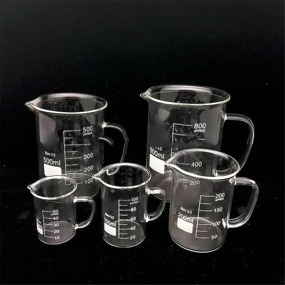 Vetreria da laboratorio 1 pz. Becher in vetro borosilicato 3.3 da 50 ml a 2000 ml con manico da laboratorio(2000ml)