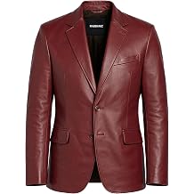 Genuine Lambskin Black Leather Blazer for Men Overcoat Casual Blazer Jacket for Men