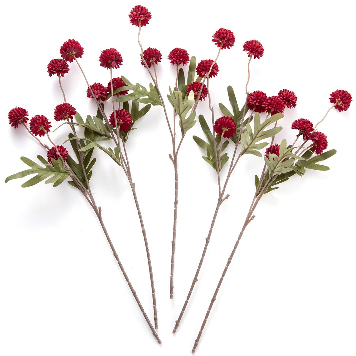 Laelfe Artificial Kiku Flower Dark Red