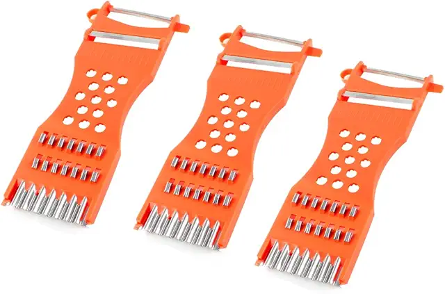 Magic Trio Peeler Set: 3-teiliger Gemüsehobel in Orange, Rot & Silber