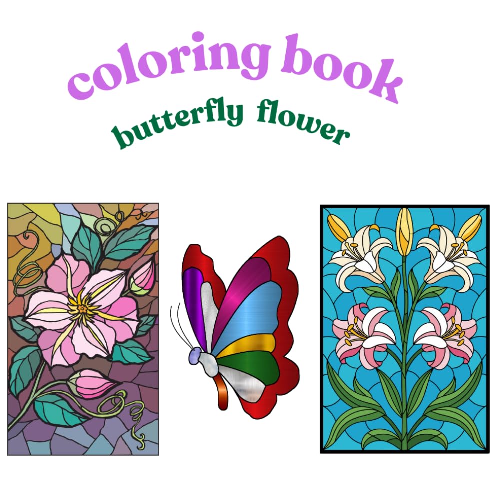 Cute & Peaceful Designs for Relaxation and Fun: Beautiful Line Art of Butterflies and Flowers for Kids and Adults
