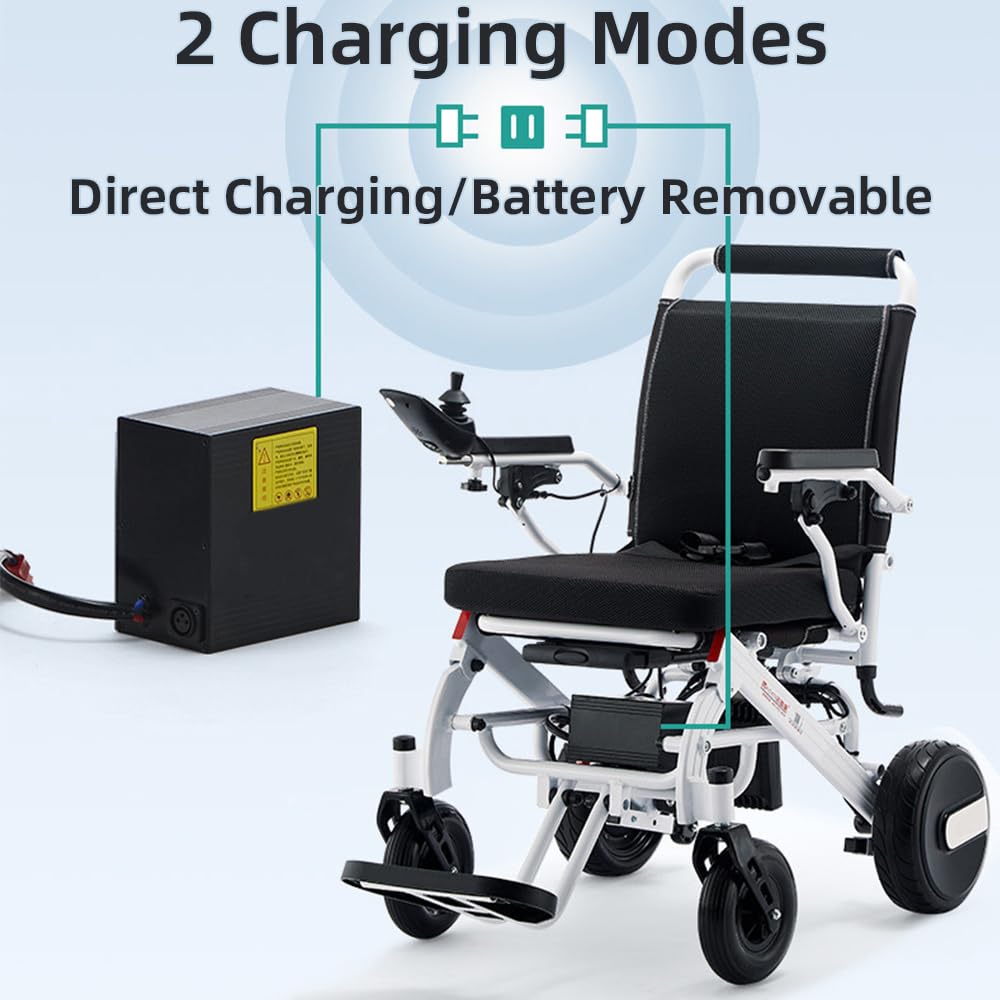 Silla de ruedas eléctrica ligera de 44 libras, sillas de ruedas eléctricas plegables para adultos, silla de ruedas motorizada de 600 W, con reposabrazos y reposapiés antideslizantes