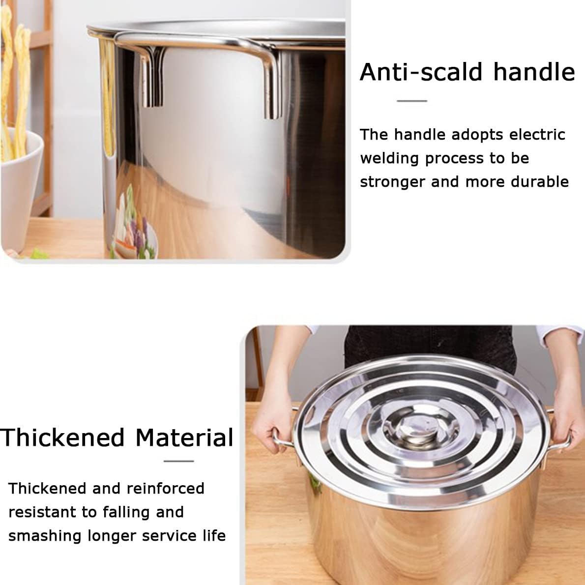 Inserted Strainer Basket,Soup Pot with Lid,Cooker-for Home Kitchen Restaurant (5holes)