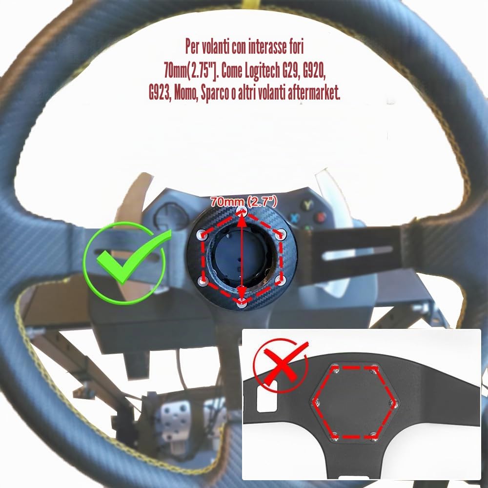 Tbest Adattatore Volante l g29 per, Volante sgancio rapido Sostituzione Adattatore Volante in Lega di Alluminio per G25, G27, G29, G920