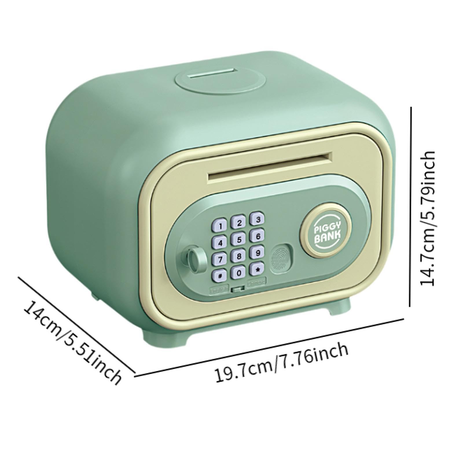 kowaku Hucha Electrónica para Niños con Función de Enrollado Automático de Billetes Caja Fuerte con Contraseña Personalizable Banco de Monedas Decorativo Mat, Verde, Individual