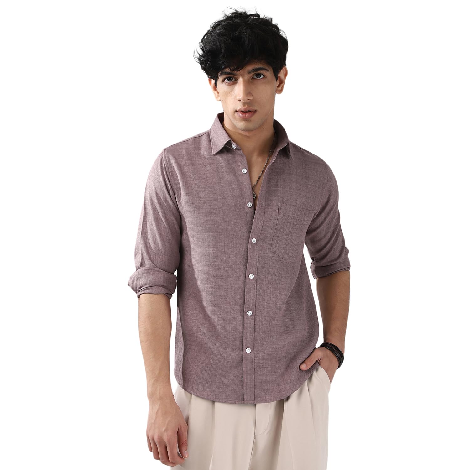 urbano fashion Men's Linen Blend Full Sleeve Relaxed Fit Casual Solid Shirt-picture-38