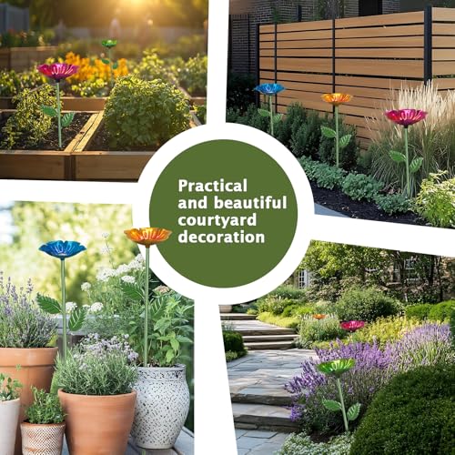 image for Yonisun 2 Pack Bee Watering Station,Colorful Metal Insect Bath Feeder 