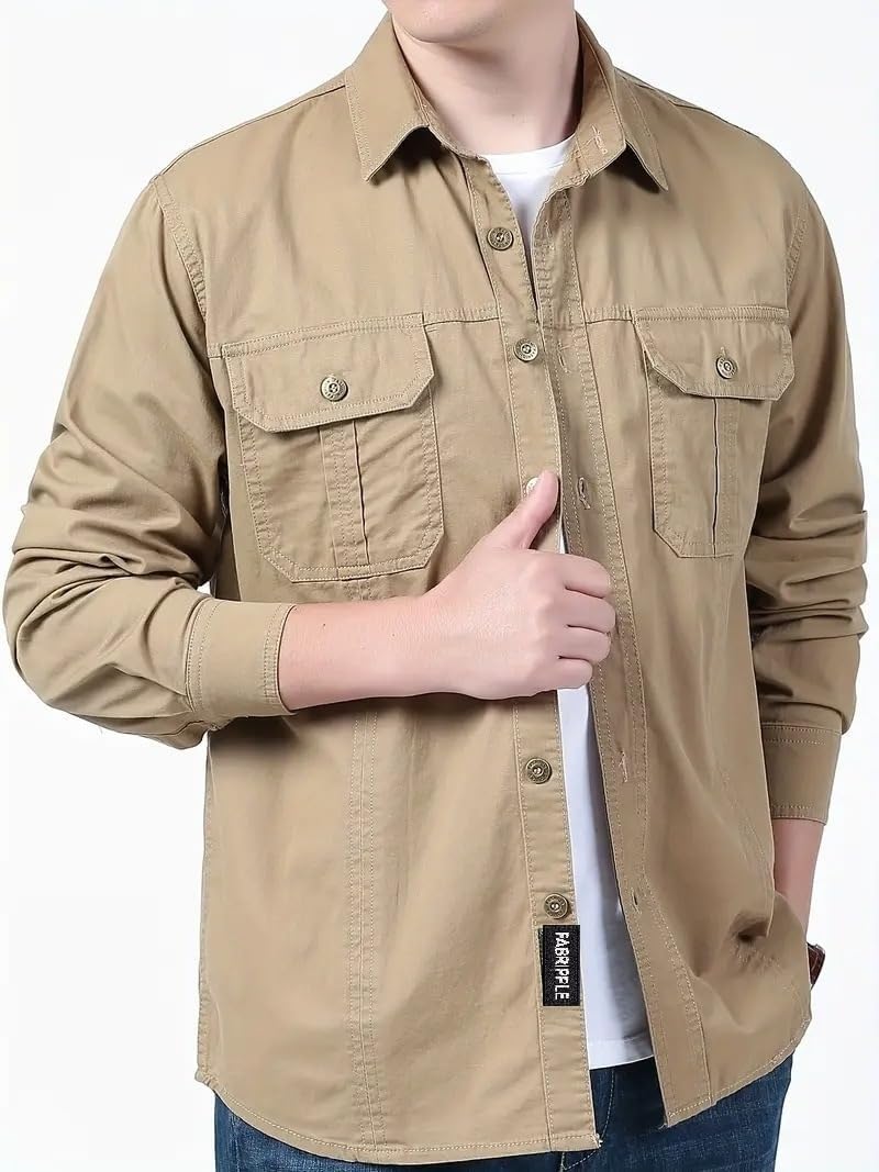 dbax Men's Black Solid Casual Utility Shirt | Full Sleeve Regular Fit Button-Down Shirt with Dual Flap Pockets | Stylish Everyday Wear-picture-43