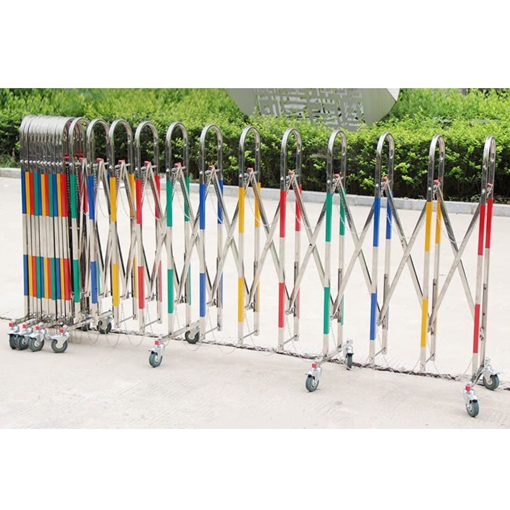 Generisch Ausziehbares Metall-Absperrgitter, Faltbare Sicherheitsbarriere, einziehbares Einfahrtstor, 360° drehbare Edelstahl-Absperrung, Mehrfarbig, Größe 1,5 x 2 m
