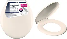 Atlas - Assento Sanitário Plástico Almofadado Clássico com Kit de Fixação, Cor Bege