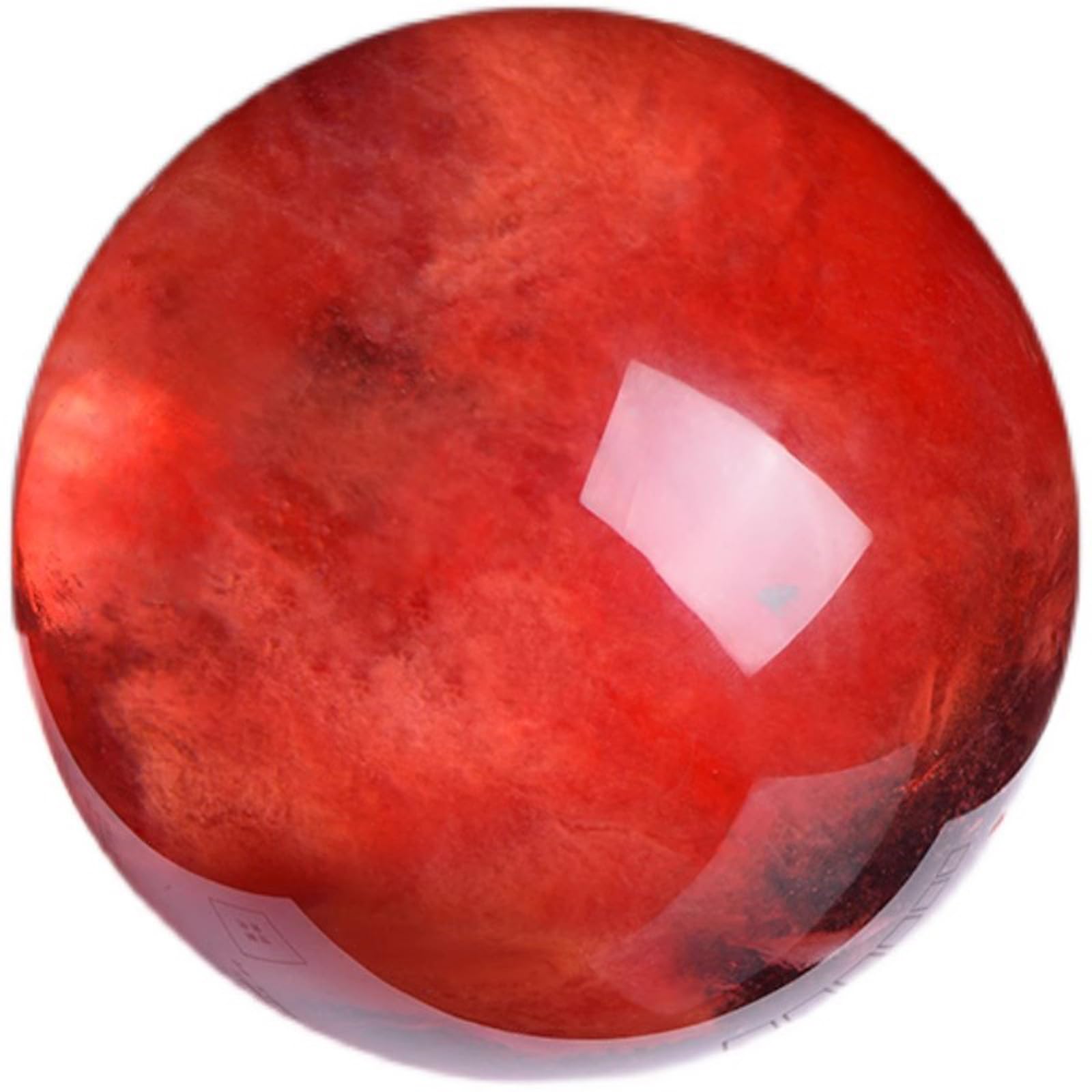 RVBLRDSE Red Smelt Quartz Crystal Ball, Ruby Sphere with Wood Stand,Melting Gemstone Orb for Witchcraft Home Decor Gifts,5.5"(14cm) Gemstone Stone