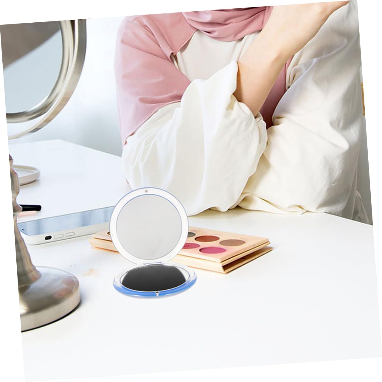 SHERCHPRY 3 Stück Faltbarer Kosmetikspiegel Tragbarer Runder Handspiegel mit Facher Vergrößerung für Unterwegs Kompakter Spiegelschutz mit Klappdeckel für Präzise Make Up Anwendungen
