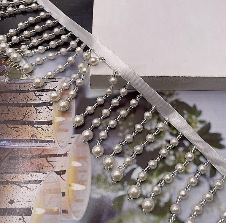 Ruban de garniture à franges perlées de 10 mètres
