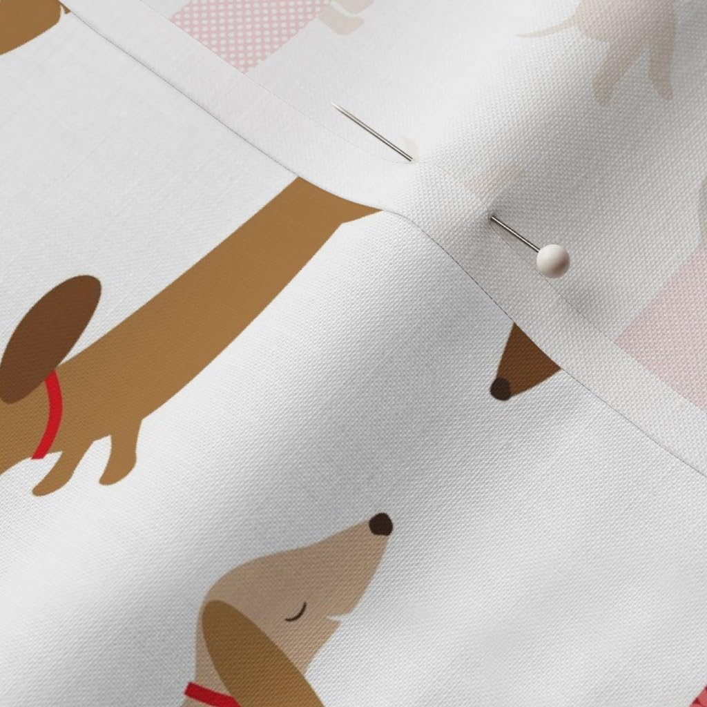 Spoonflower Fabric - Dachshund Red Dogs Happy Animal Pet Pets Printed on Petal Signature Cotton Fabric by The Yard - Sewing Quilting Apparel Crafts Decor