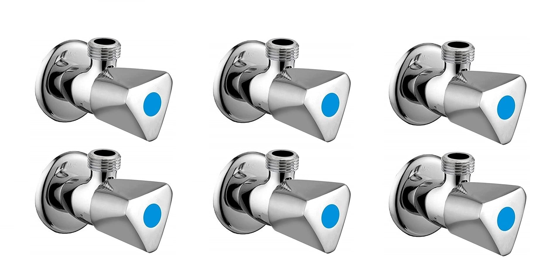 Triangle Brass Disk Angle Cocke for Bathroom Angle Valve, Angle Wall for Bathroom Angle Cocke for wash Basin Brass Angle Valve for wash Basin with Free Flange and Teflon Tape Set of (6)