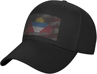 American USA Antigua and Barbuda Half Flag Adult Adjustable Classic Baseball Cap Stylish and Comfortable Casquette Hat Black